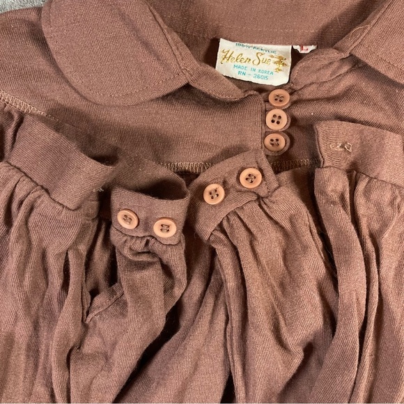 Vintage Helen Sue Brown/Mauve Collared Women's Blouse with Keyhole Feature - Picture 3 of 6